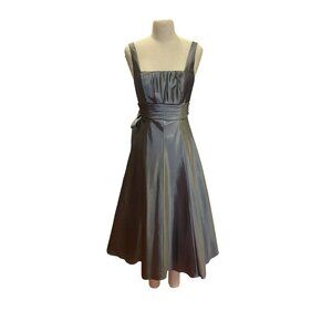 Bari Jay Silver Taffeta Nylon Dress Size 6 Prom Homecoming Formal Bridal Wedding